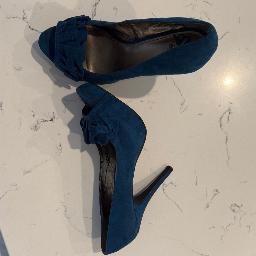 Elegant Blue Peep Toe Women's Heels